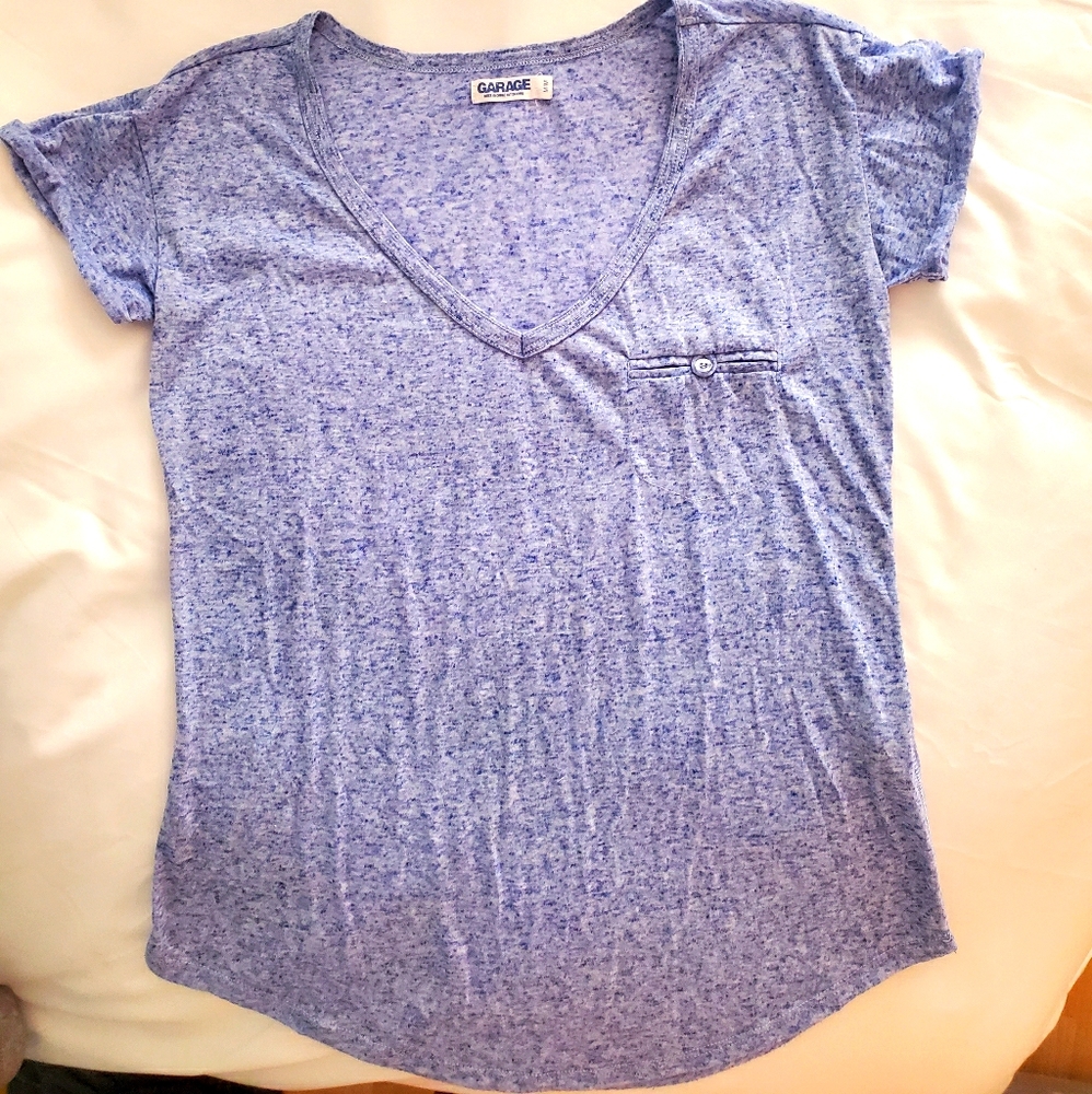 Blue marled pocket detail t shirt